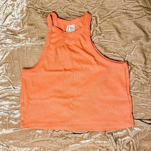 H&M Divided Ribbed Crop Top Coral